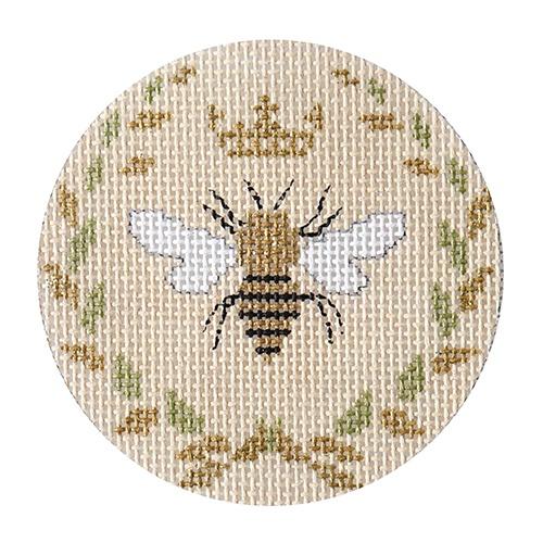 Bee 3" Round Beige Painted Canvas Funda Scully 