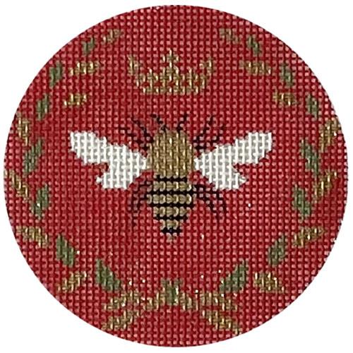 Bee 3" Round on Red Painted Canvas Funda Scully 