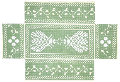 Bee Brick   Green & Cream Painted Canvas Whimsy and grace - 1