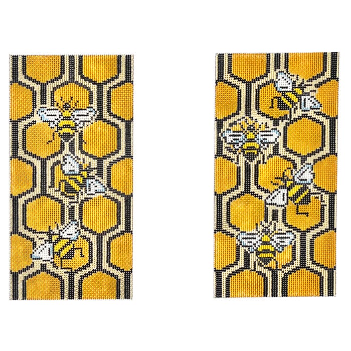 Bee & Honeycomb Eyeglasses Case Painted Canvas The Meredith Collection  - 1