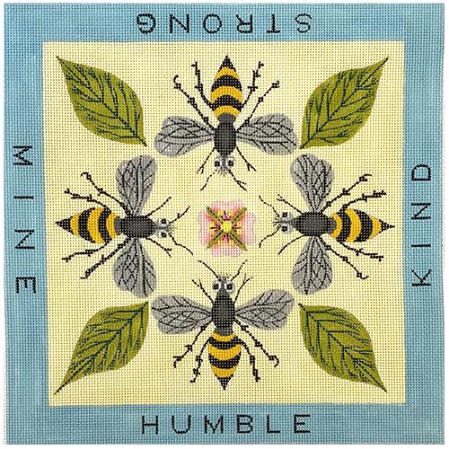 Bee Mine, Bee Humble, Bee Strong, Bee Kind on 13 Painted Canvas Zecca 