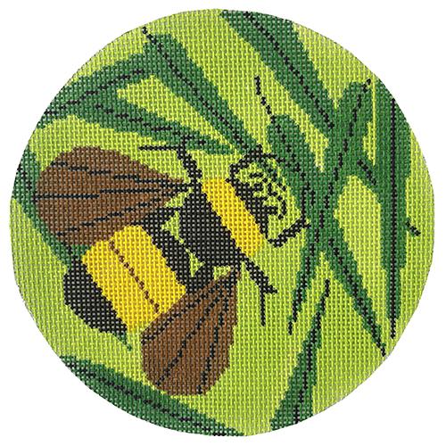 Bee on Green Background Ornament Painted Canvas Charley Harper 
