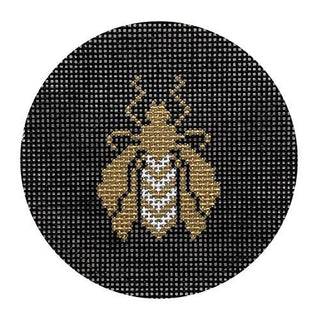 Bee Round on Black Painted Canvas Associated Talents 
