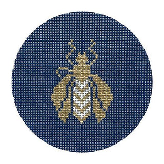 Bee Round on Blue Painted Canvas Associated Talents 
