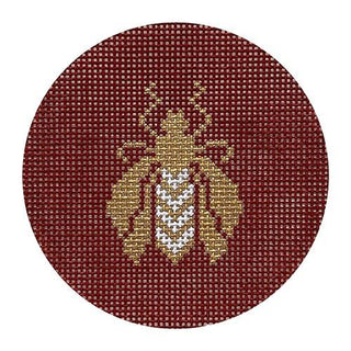 Bee Round on Red Painted Canvas Associated Talents 
