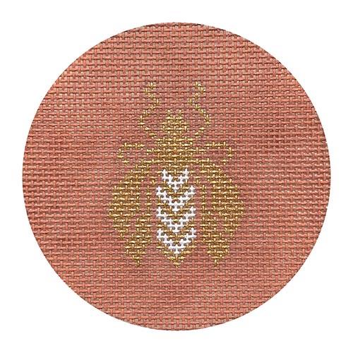 Bee Round on Shrimp Pink Painted Canvas Associated Talents 
