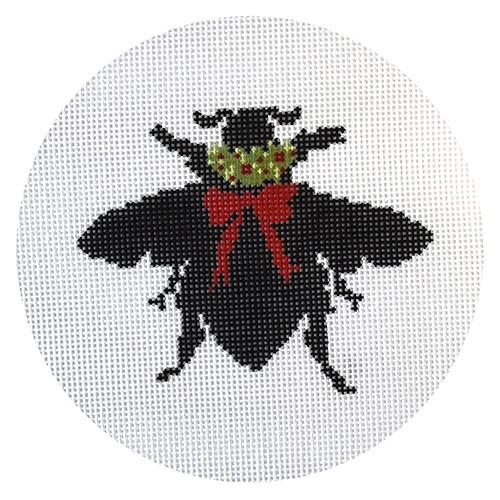 Bee Silhouette Painted Canvas The Plum Stitchery  - 1