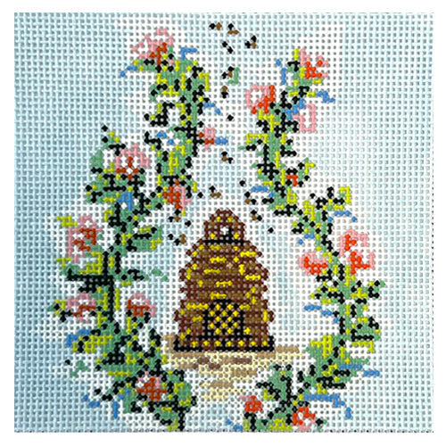 Bee Skep B Painted Canvas Cooper Oaks Design  - 1