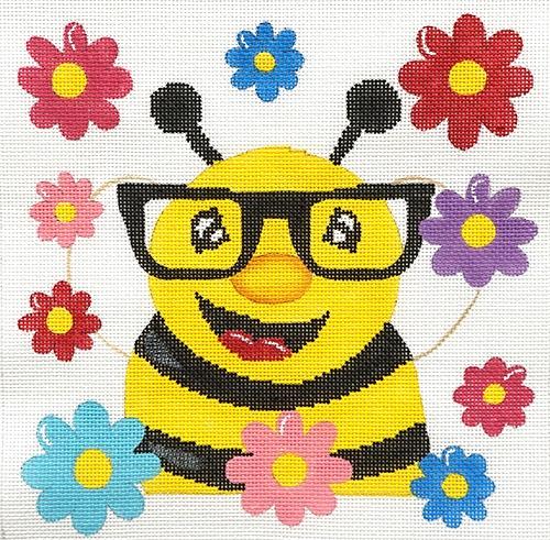 Bee with Glasses Painted Canvas Danji Designs  - 1