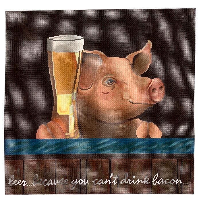 Beer Because You Can't Drink Bacon Painted Canvas CBK Needlepoint Collections 
