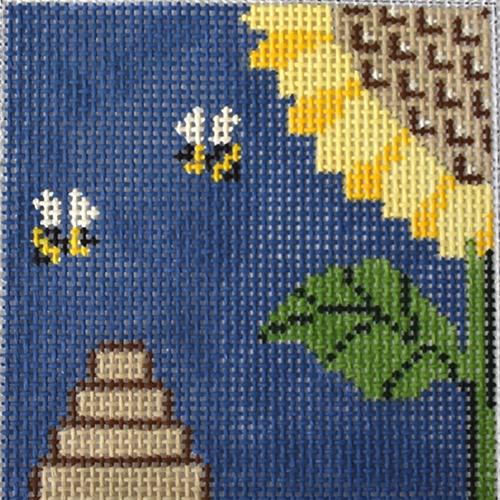 Bees and Skep Coaster Painted Canvas J. Child Designs  - 1