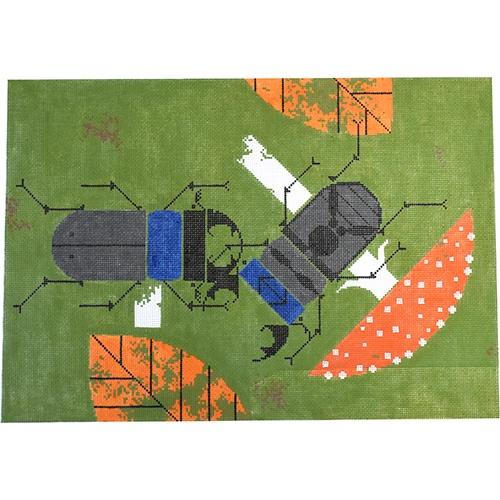 Beetle Battle Painted Canvas Charley Harper 