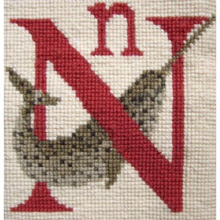 Beginner Needlepoint Kit Alphabet Letter N   Narwhal Kits Elizabeth Bradley Design 

