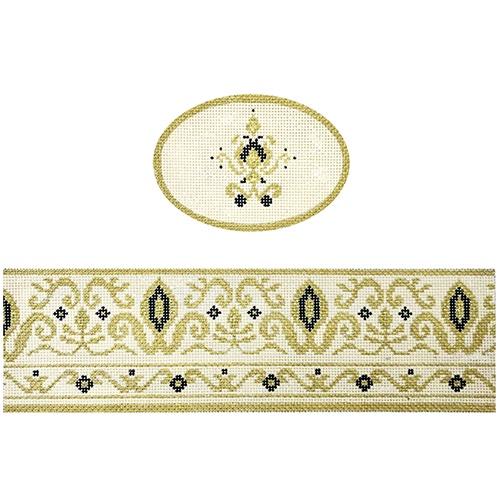 Beige Hinged Box with Hardware Painted Canvas Funda Scully  - 1