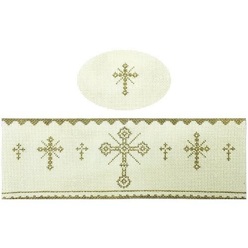 Beige Prayer Hinged Box with Hardware Painted Canvas Funda Scully 