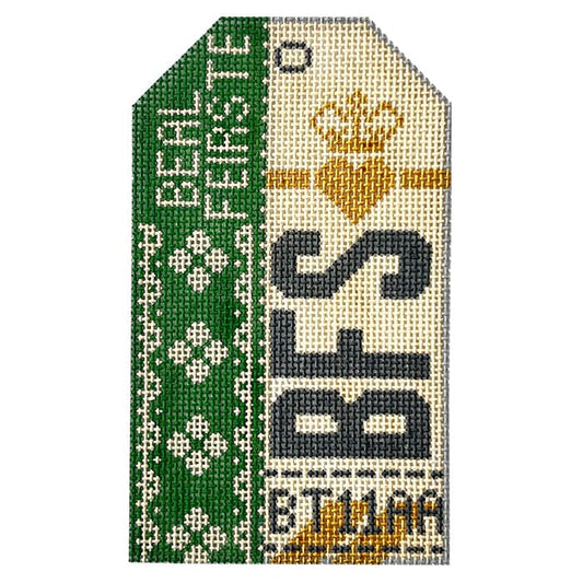 Belfast BFS Travel Tag Painted Canvas Hedgehog Needlepoint 