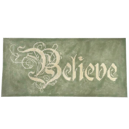 Believe Sign Painted Canvas CBK Needlepoint Collections 