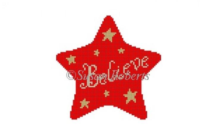 "Believe" Star Painted Canvas Susan Roberts Needlepoint Designs Inc. 