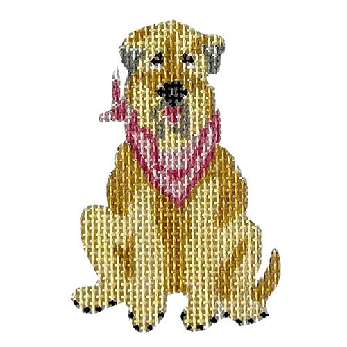 Belle E Button Dog Painted Canvas The Plum Stitchery  - 1