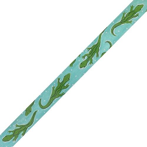 Belt   Lilly Inspired Alligators   Caribbean Blue Painted Canvas Kate Dickerson Needlepoint Collections  - 1