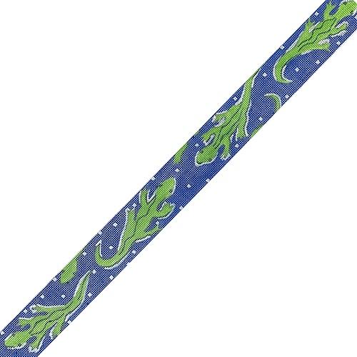 Belt - Lilly-Inspired Alligators - Navy Blue/Green Painted Canvas Kate Dickerson Needlepoint Collections 