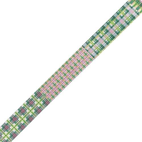 Belt   Madras Patchwork   Pink/Green Painted Canvas Kate Dickerson Needlepoint Collections  - 1