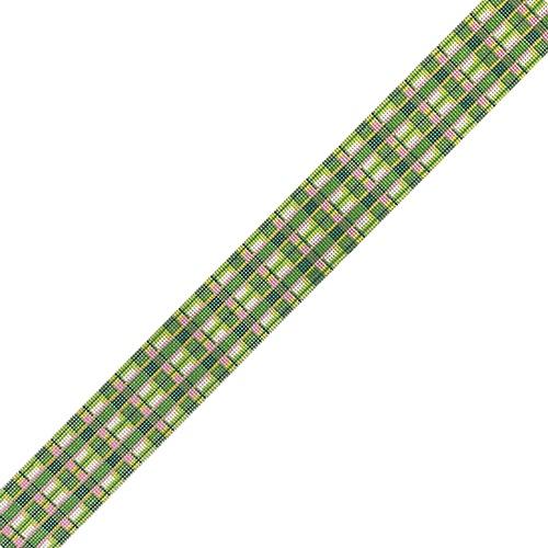 Belt - Madras Single Pattern - Green/Pink Painted Canvas Kate Dickerson Needlepoint Collections 