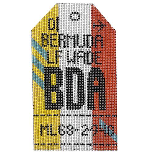 Bermuda BDA Vintage Travel Tag Painted Canvas Hedgehog Needlepoint 