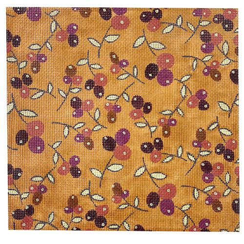 Berries on Orange Pattern Painted Canvas All About Stitching/The Collection Design 