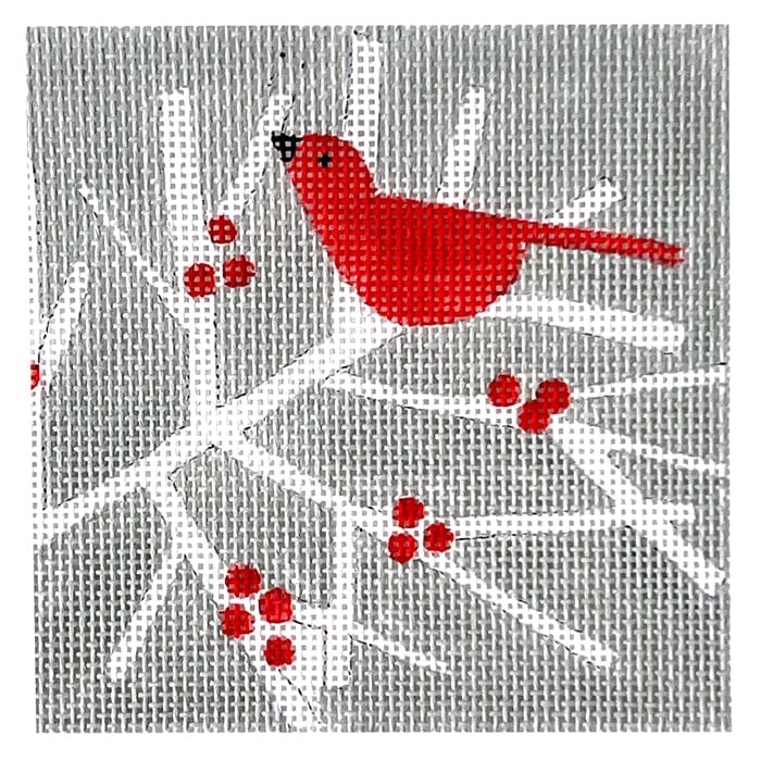 Berry Branch Red Bird Painted Canvas Walker's Needlepoint 