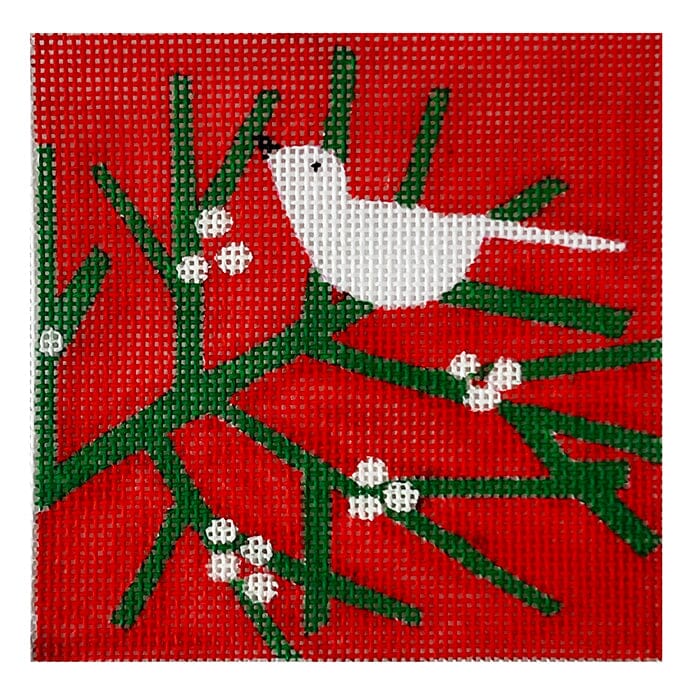 Berry Branch White Bird Painted Canvas Walker's Needlepoint 