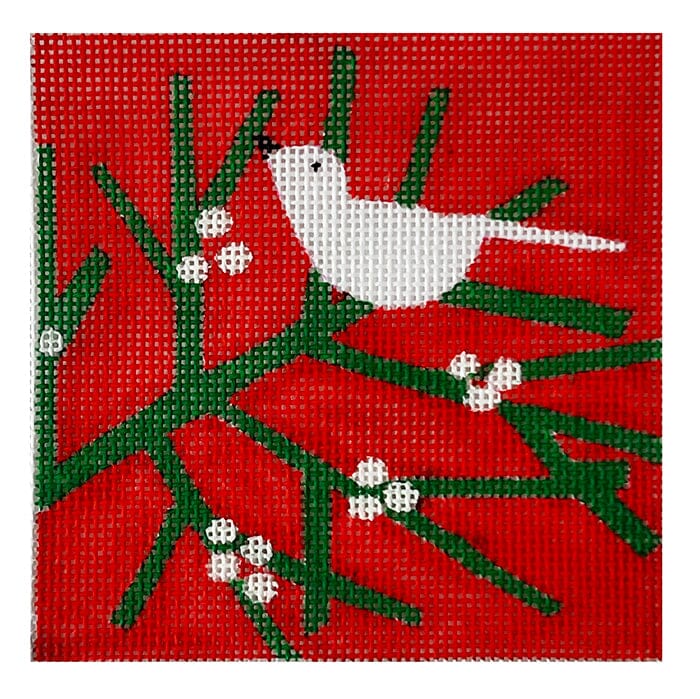 Berry Branch White Bird Painted Canvas Walker's Needlepoint  - 1