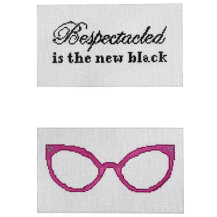 Bespectacled New Black Painted Canvas Susan Battle Needlepoint  - 1