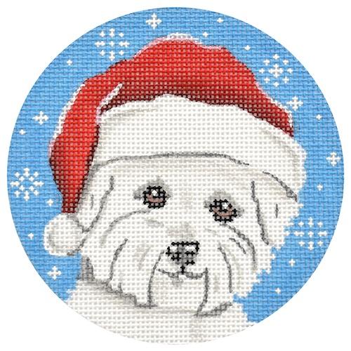 Bichon Santa Painted Canvas Pepperberry Designs  - 1