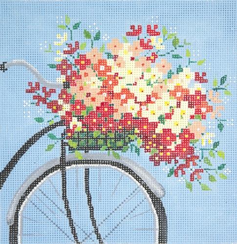 Bicycle on Blue Painted Canvas Alice Peterson Company  - 1
