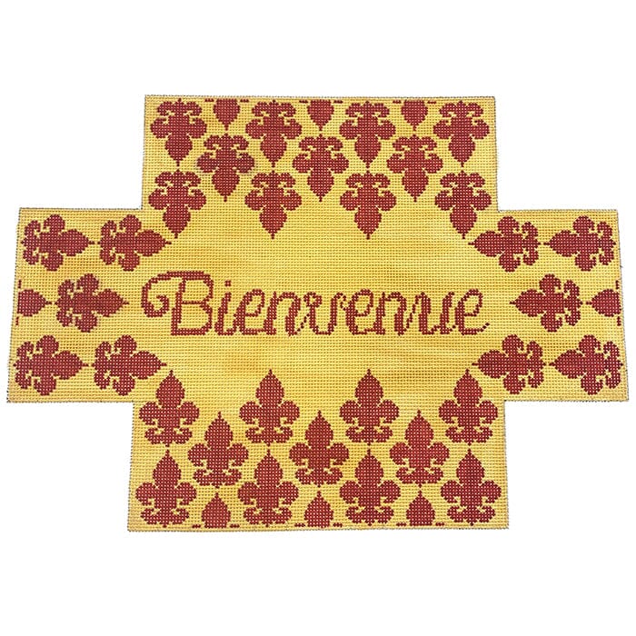 Bienvenue Brick Cover in Red and Yellow Painted Canvas CanvasWorks  - 1