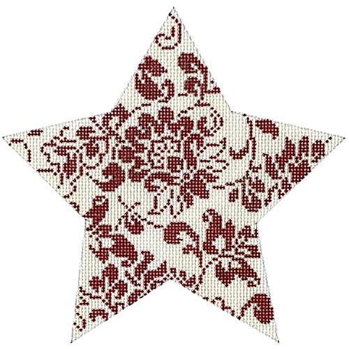 Bill's Damask Star - Red & Ivory Painted Canvas Whimsy & Grace 