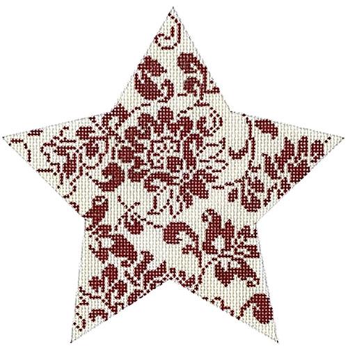 Bill's Damask Star   Red & Ivory Painted Canvas Whimsy & Grace
