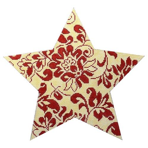 Bill's Red and Ivory Tree Topper Star Painted Canvas Whimsy & Grace 