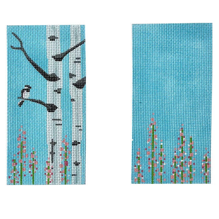 Birch Tree Double Eyeglass Case Painted Canvas Madeleine Elizabeth  - 1