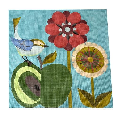 Bird and Apple Painted Canvas The Meredith Collection 
