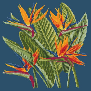 Bird of Paradise Needlepoint Kit Kits Elizabeth Bradley Design Dark Blue 
