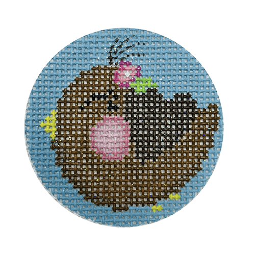 Bird Round Painted Canvas Funda Scully 