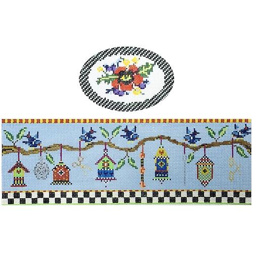 Bird Stitchers Hinged Box with Hardware Painted Canvas Funda Scully  - 1