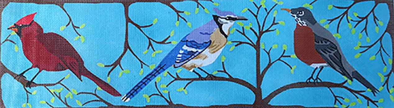 Bird Trio Painted Canvas Chris Lewis  - 1
