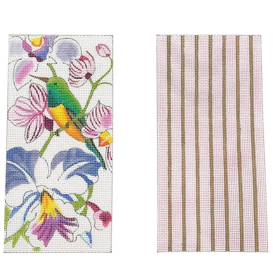 Bird & White Orchids Double Eyeglass Case Painted Canvas Colors of Praise 