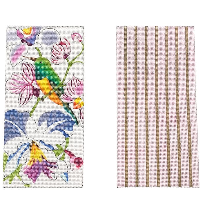 Bird & White Orchids Double Eyeglass Case Painted Canvas Colors of Praise  - 1