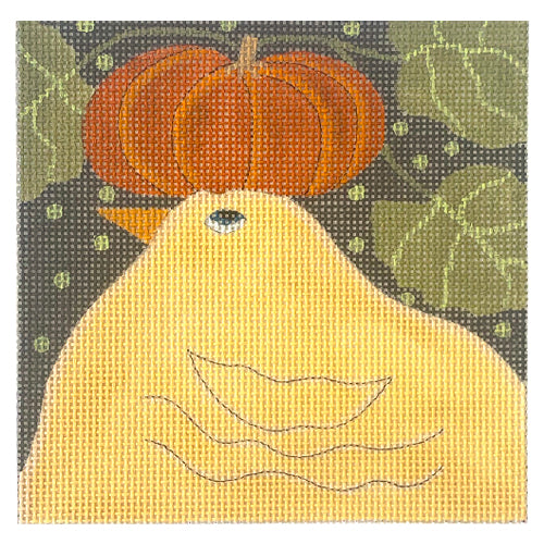 Bird with Pumpkin Painted Canvas ditto! Needle Point Works 