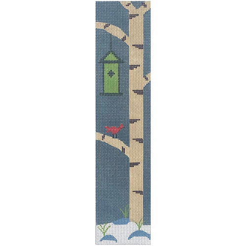 Birdhouse in Birch Tree Bookmark Painted Canvas J. Child Designs 