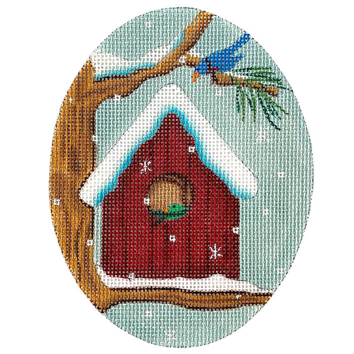 Birdhouse on Branch Painted Canvas CBK Needlepoint Collections 